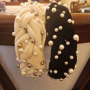 Pearl Embellished Cream and Black Headbands